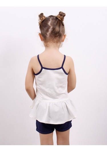 Toontoy Kız Çocuk Kalp Nakışlı Şortlu Takım Ekru