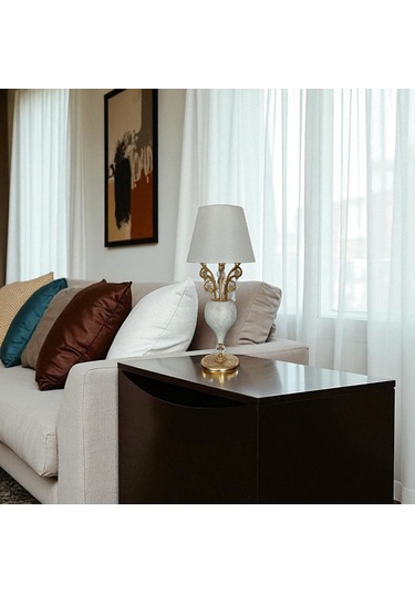 Solse Eskitme Beyaz Abajur Beyaz - Eskitme