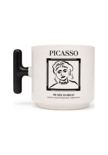 Picasso Line Art T Kulp Seramik Kupa Beyaz - Çok Renkli