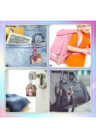 Gatherco 24 Parça Boncuklu Anahtarlık Çubuğu Gümüş Boncuklu Anahtarlık Toplu Dıy Boş Anahtarlık Çubuğu Boncuklu Kancalı Anahtarlık Dıy İçin