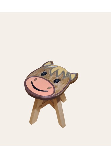 Sevimli Sıpa Ahşap El Yapımı Çocuk Taburesi