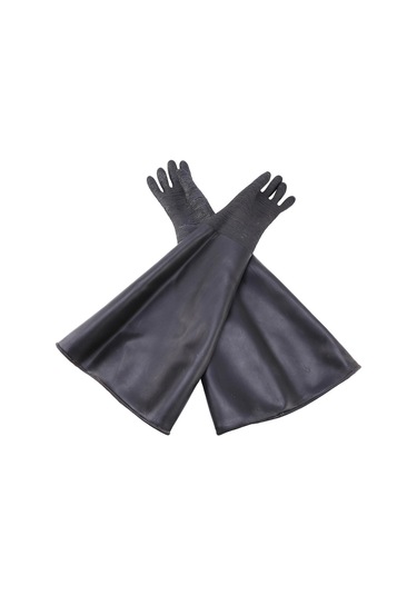 Çizgili Siyah Kauçuk Kumlama Eldiveni, Kumlama Kabini İçin Aşındırıcı Kumlama Eldiveni 65x30cm 2025.