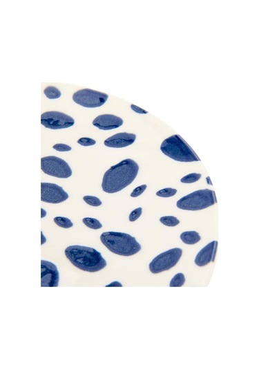 Tulu Porselen Lido Puantiyeli Pasta Tabağı - Mavi - 19 Cm Mavi