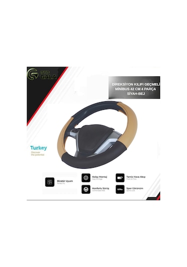 Direksiyon Kılıfı Geçmeli Minibus 42 Cm 4 Parça Siyah-bej Siyah - Bej