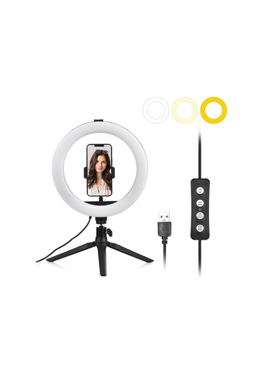 10" Led Video Konferans Aydınlatması Halka Işık Siyah Siyah