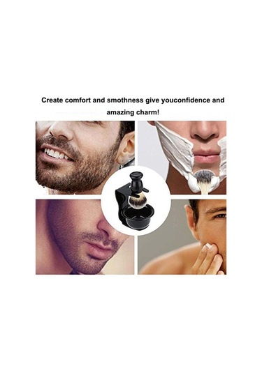 Bosphorusboutique02 3'ü 1 Arada Tıraş Seti - Saf Porsuk Kılı Fırçası, Sabun Kabı Ve Fırça Tutucu Siyah, Kullanışlı Ve Pratik Siyah