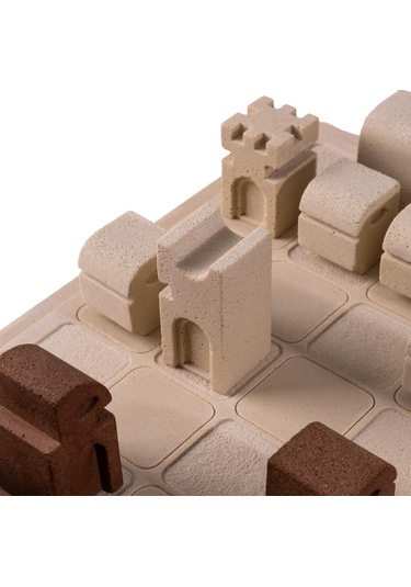 Çaturanga Satranç Takımı Kahverengi-krem Taşlı