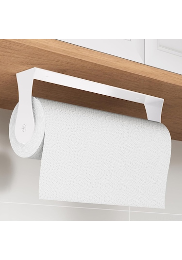 Konesam Beyaz Paslanmaz Çelik Mutfak Banyo Peçete Tutucu, Duvar Veya Dolap Altı Monte, Yapıştırıcı/vidalı Kurulum, Dayanıklı Ve Uzun Ömürlü Beyaz