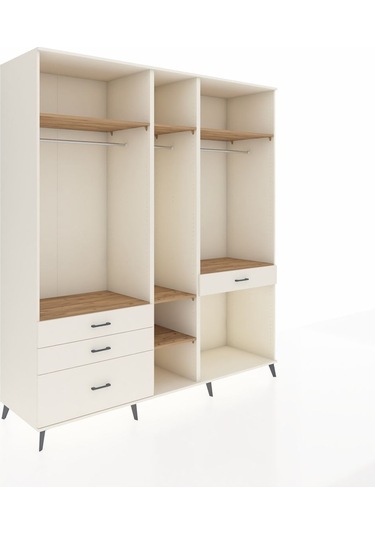 Kronos Dolap 7 Raflı 4 Çekmeceli 3 Askılı 220x59x243 Aytaşı-çam/aytaşı Atlas Çam/aytası