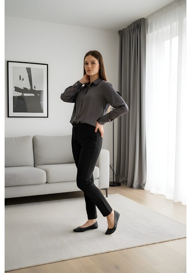 Modeva Global Modern Duruşlu Şık Oversize Gri Gömlek Gri