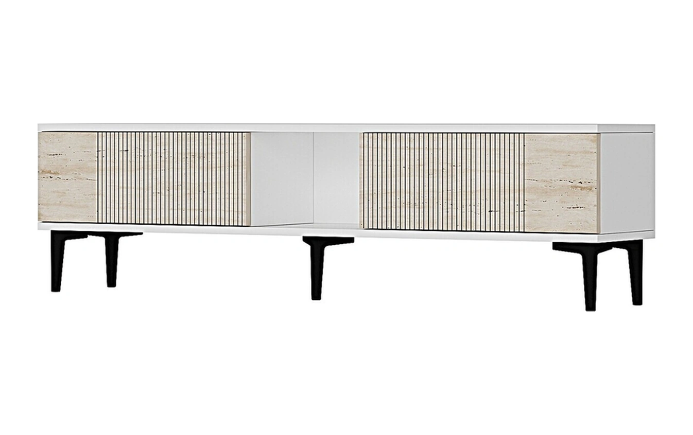 Tsa1502bt - Corsatv150 Tv Stand, Tv Sehpası Beyaz-traverten Kapak 150cm Beyaz