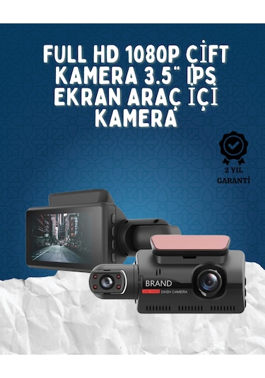 Çift Görüşlü Dashcam - Gece Görüşlü 1080p Araç İçi Güvenlik Kamerası