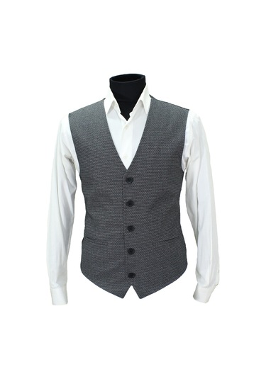 Mentor Regalo Erkek Yelek V Yaka Siyah Desenli 50581