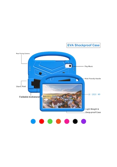 Butu Lenovo Uyumlu Tab M9 Sparrow Stil Eva Kılıf Taşınabilir Saplı Katlanabilir Kickstand Tablet Koruyucu Kılıf