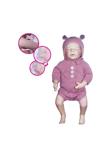 Kutulu 43 Cm Aksesuarlı Gerçekçi Bebek Et Bebek Pembe