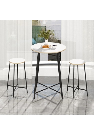 Oval 2 Kişilik Yemek Masası Bar Masası Mutfak Beyaz 1527