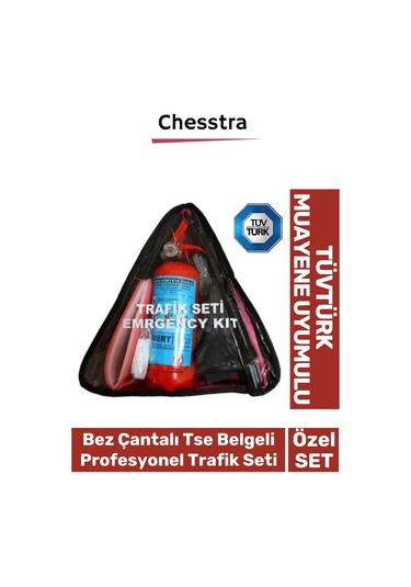 Profesyonel Tüvtürk Uyumlu Bez Çantalı Üçgen Yangın Tüp Oto Araba Tse Belgeli İlk Yardım Trafik Seti