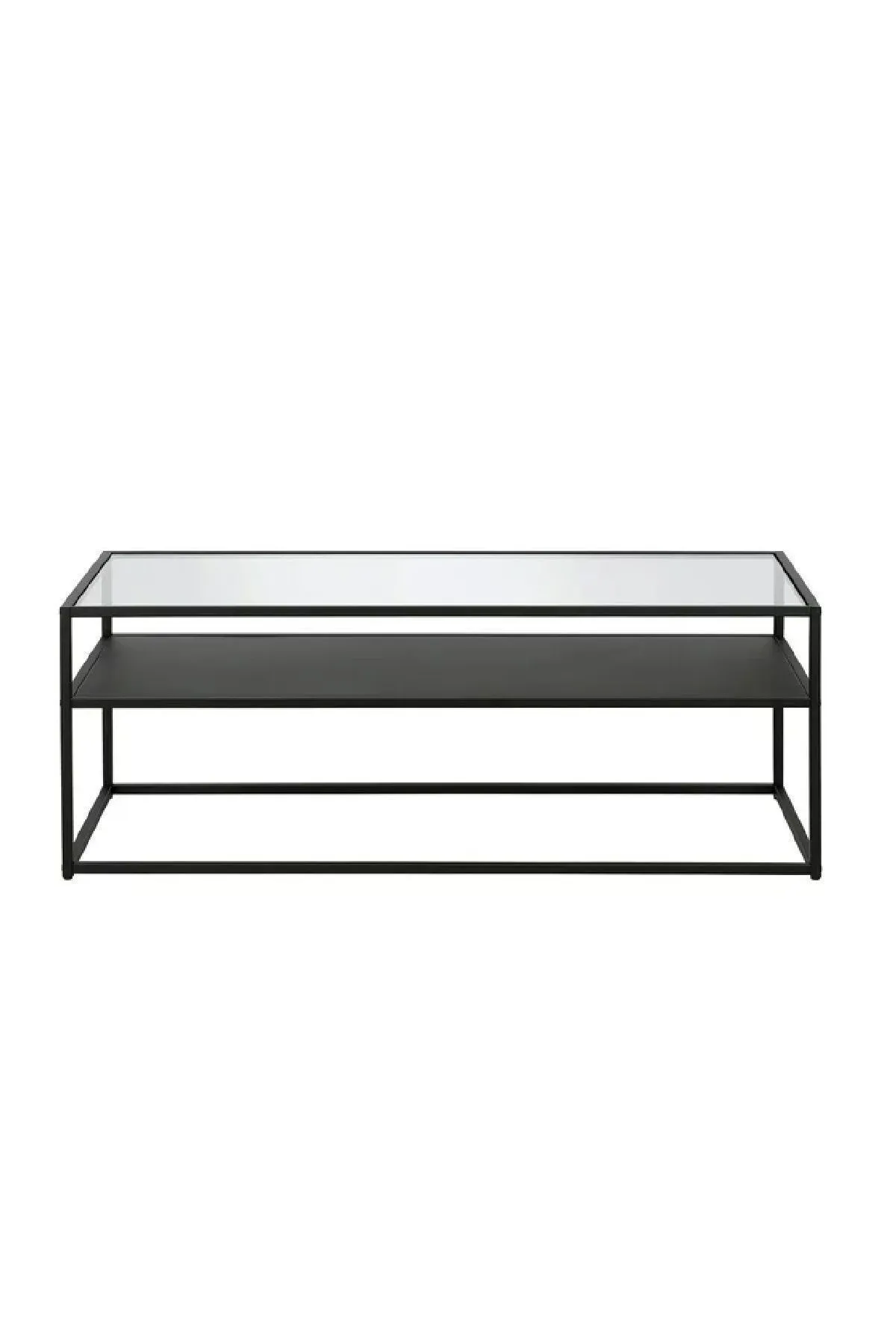 Modern Metal Iskeletli Temper Camlı 2 Katlı Dikdörtgen Orta Sehpa Siyah-siyah-şeffaf Modern Metal Iskeletli Temper Camlı 2 Katlı Dikdörtgen Orta Sehpa Siyah-siyah-şeffaf