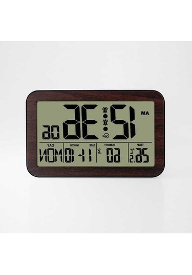 Artfulabode Yüksek Yatak Sıcaklık Saati Oturma Odası Lcd Ekran Dijital Antik Ahşap Duvar Saati Renkli