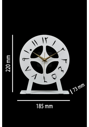 Arabic Model Metal Lazer Kesim Akar Sessiz Mekanizmalı Masa Saati Beyaz