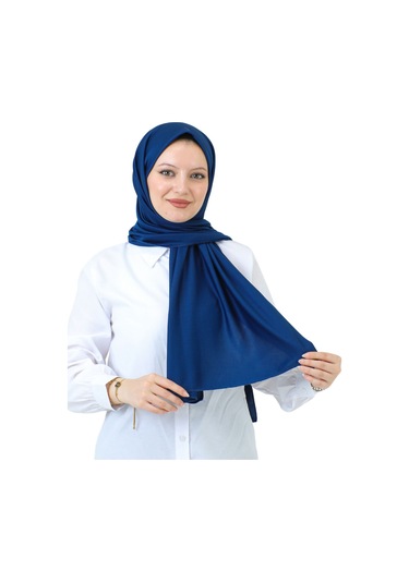 Şal Zarif Başörtüsü Eşarp Tesettür Giyim Uzun Abiyelik Lacivert
