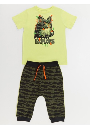 Denokids Mushi Kaşif Kurt Erkek Çocuk T-Shirt Kapri Takım Çok Renkli