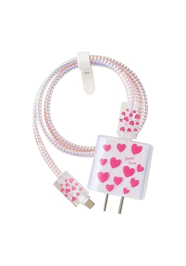 Kilifone - Cep Telefonu İphone Uyumlu 20w Şarj Aleti Koruyucu Figürlü Kılıf - Pembe - T36719 Pembe