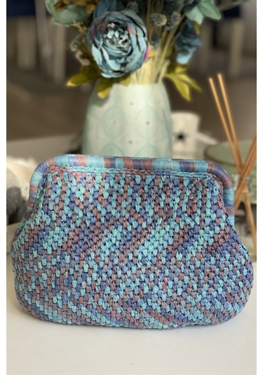 El Yapımı Gök Mavisi Basic Örgü El Çantası Gök Mavisi