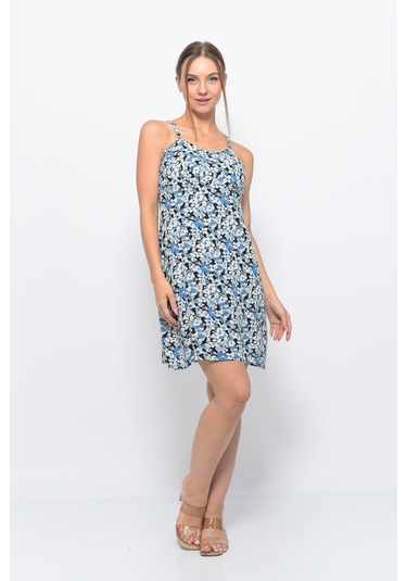 Kadın Askılı Desenli Büzgü Detaylı Yazlık Kısa Elbise 4429/95 001