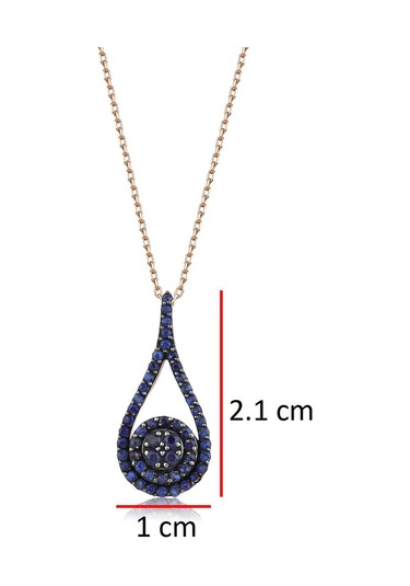 Safir Damla Tasarım Kolye Rose Gold