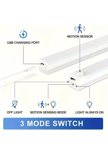 Willowhaven 6'li Akıllı Led Hareket Sensörlü Dolap Işığı 10cm Manyetik Usb Şarj Edilebilir