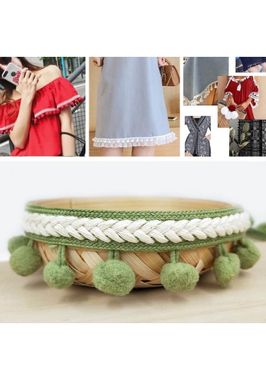 25 Adet Mzf3.5mq Ulusal Stil Kürk Top Dantel Kemer Dıy Giyim Aksesuarları, Uzunluk: 22.86m, Genişlik: 3.5cm Çimen Yeşili