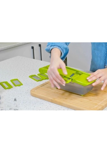 5 Başlıklı Hazneli Kaymaz Rende Jülyen Kesici Patates Havuç Rendesi Renkli