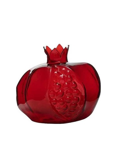 Pazly 10 Cm Nar Şekilli Dekoratif Vazo - Kırmızı Cam, Çiçek Ve Hidroponik İçin Mükemmel Hediye