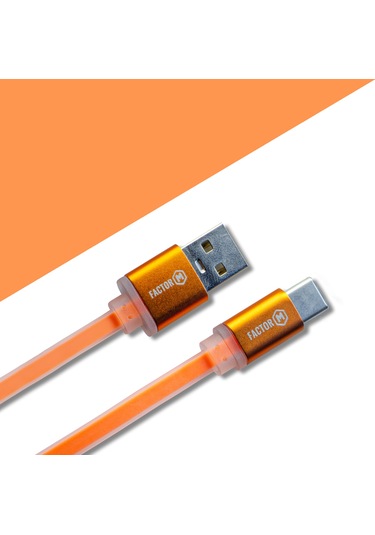 Factor-M FM-3A120TT Type-C Data Kablosu 3A 1.2 M Turuncu