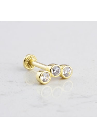 Glorria Altın Üç Taş Tragus Piercing 91491906