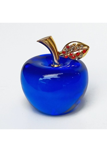 Singree Mavi Kristal Elma Noel Süs-oniki Yuvarlak Taşlı-5x5.2 Cm Ev Dekorasyonu-sans Ve Güzellik Simgesi Diğer