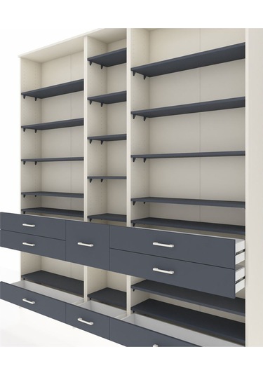 Arges Dolap 19 Raflı 8 Çekmeceli 220x30x243 Aytaşı-antrasit/antrasit Antrasıt/antrasıt