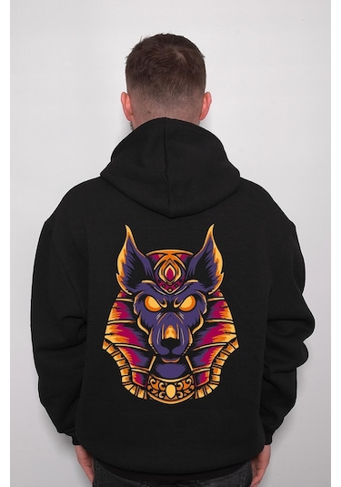 Anubis Mısır Egypt Piramit Firavun Köpek Sweatshirt Unisex Kapüşonlu Hoodie 001