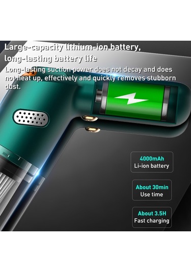 Kbn-010 10000pa Güçlü Araba Akülü Elektrikli Süpürge El Temizleme Aracı, Spec: Premium Sürüm Beyaz