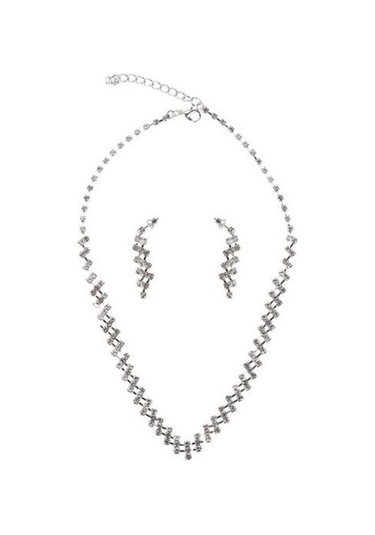 Rhinestone Set Zincir Gelin Zinciri Seti Takı Gümüş