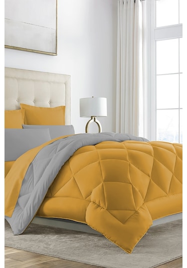 Alla Turca Çift Taraflı Lux Uyku Seti - Tek Kişilik Özel Çantalı Sarı-gri