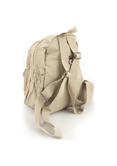 Krinkıl / Klinkır Su Geçirmez Ithal Kumaş Çok Gözlü Günlük Küçük Kadın Sırt Çantası Bej 8317 Bej