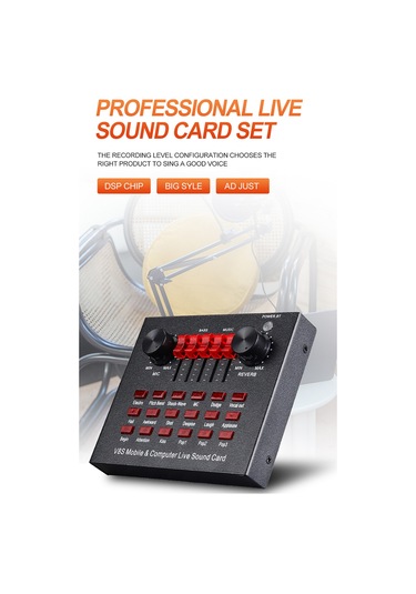 Geeksen V8s Dışarıdaki Ses Kartı, Canlı Yayın Ve Mikser Fonksiyonu, 6 Ses Modu, 12 Efekt, 1200mah Pil, Siyah