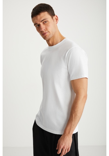 Mıchel Erkek Slim Fit Dar Kesim %100 Organik Pamuklu Yana Kayan Dikişli Basic Örme Beyaz T-shirt Mıchel Erkek Slim Fit Dar Kesim %100 Organik Pamuklu Yana Kayan Dikişli Basic Örme Beyaz T-shirt