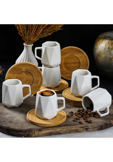 Perotti 12647 Emils Bambu Tabaklı 6 Kilişik 12 Parça Kahve Fincan Takımı