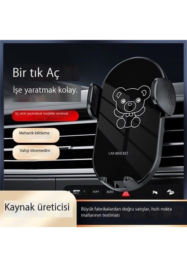 Muduan Hava Çıkış Kancası Tipi Cep Telefonu Tutucusu Araba Araç Navigasyonu Cep Telefonu Tutucusu Kırmızı - Siyah Var Direksiyon Mxıst6