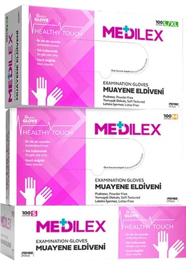 Reflex Medilex Pembe Muayene Eldiveni 100'lü S