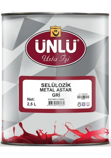 Ünlü Selülozik Metal Astar Gri 0,75L