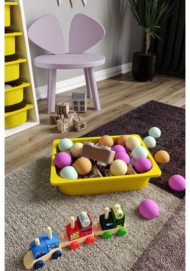 %100 Mdf - Medium Mono 7 Sepetli Oyuncak Dolabı Sarı